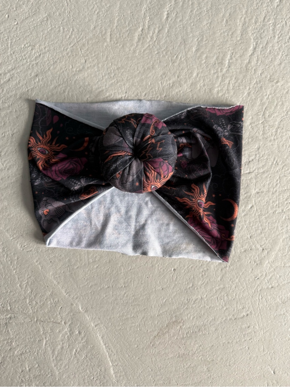 Adult Black & Purple Sun Print Knotted Headband